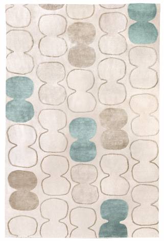 Judy Ross Hand-Knotted Custom Wool Tabla Outlined Rug Cream/celadon/ice